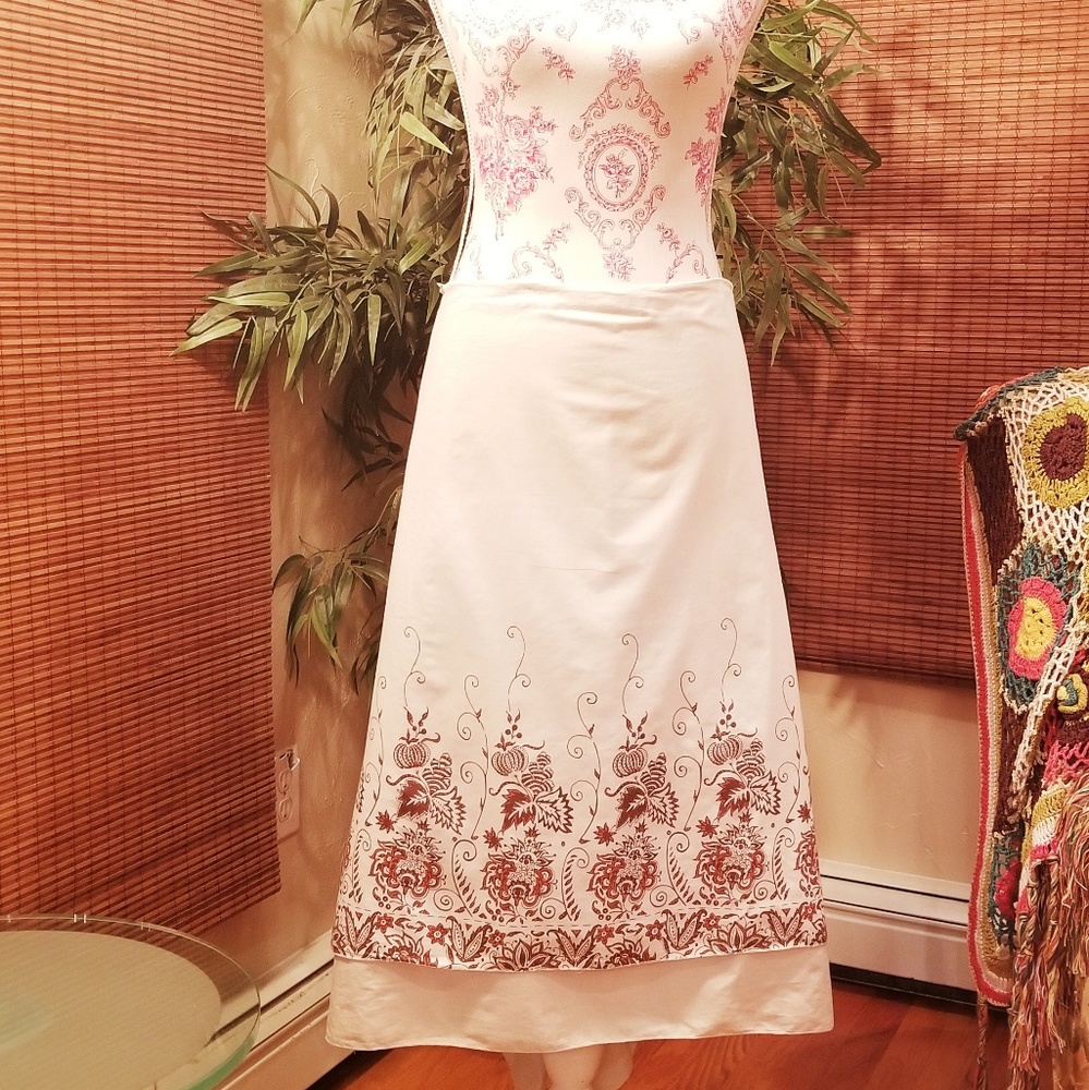 Ivory ornate 100% cotton asymmetrical skirt